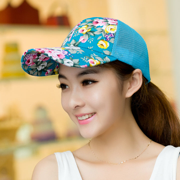 Unisex Women Men Floral Mesh Baseball Caps Sport Golf Breathable Snapback Hat