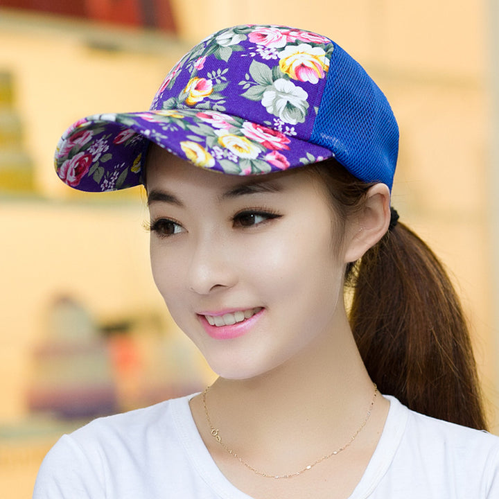 Unisex Women Men Floral Mesh Baseball Caps Sport Golf Breathable Snapback Hat